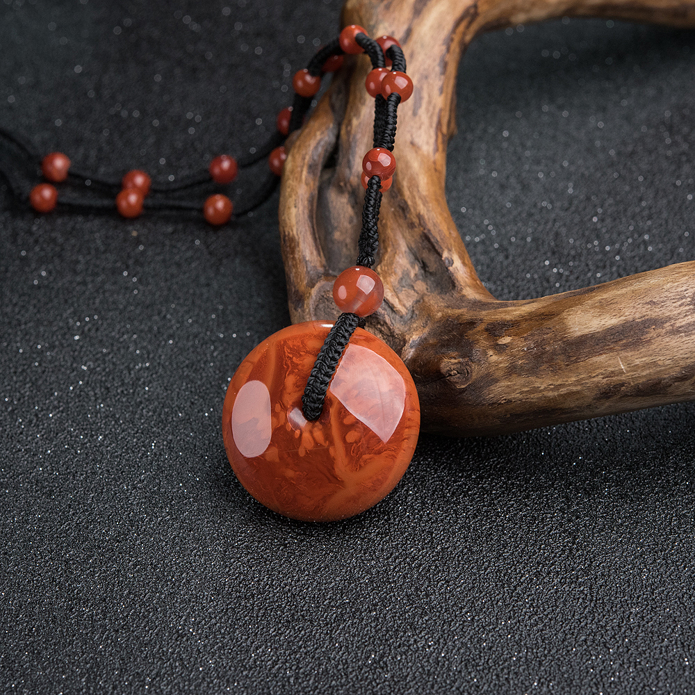 火焰纹南红平安扣挂坠-红掌柜