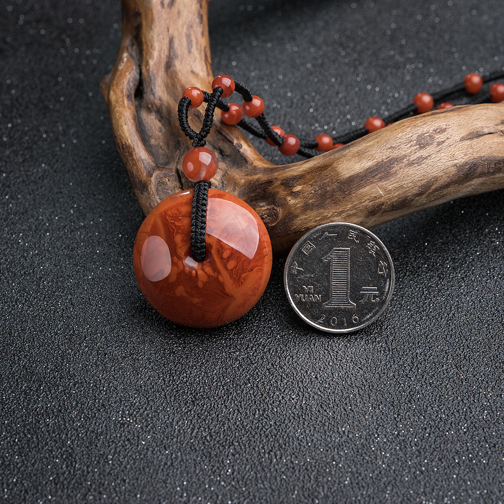 四川天然南红平安扣挂坠-红掌柜