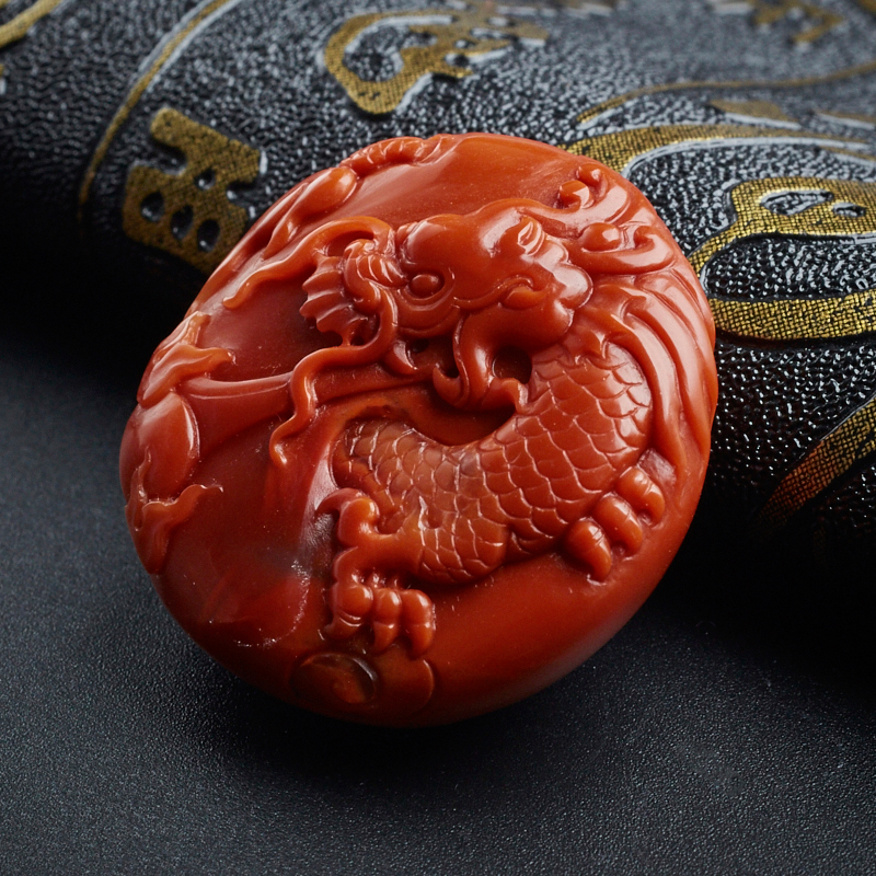 南红满肉柿子红龙吊坠 - 红掌柜珠宝