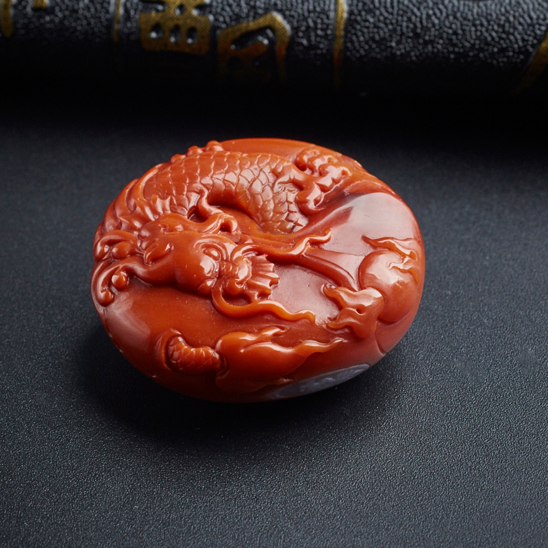 南红龙吊坠 - 红掌柜珠宝