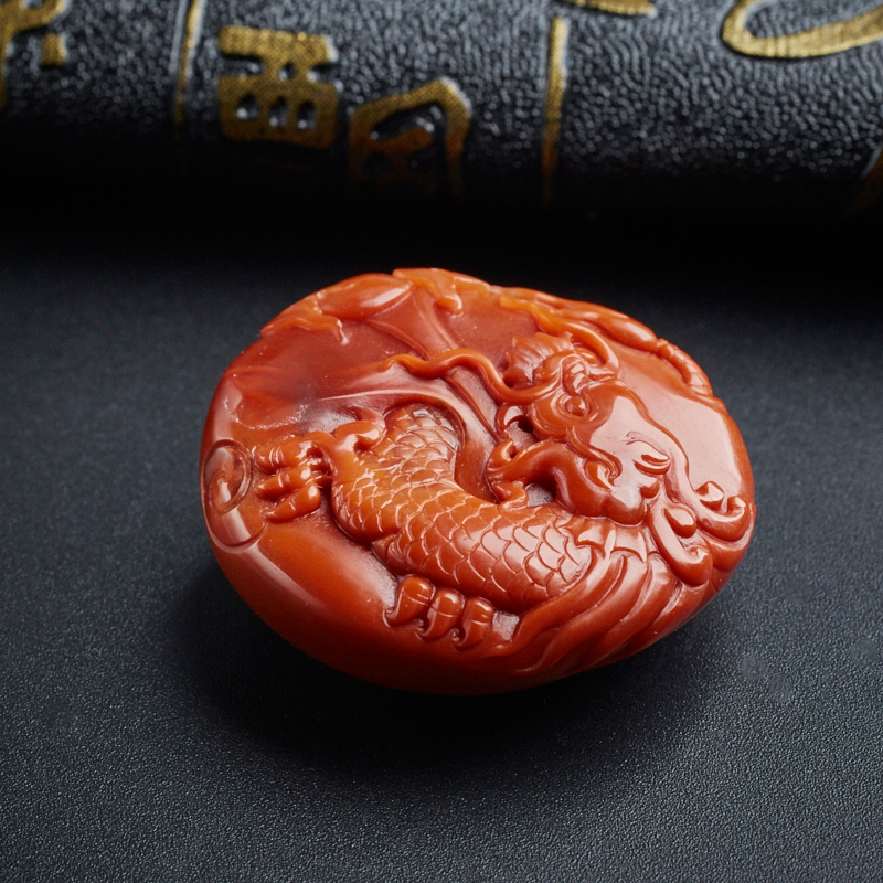 川料南红柿子红龙吊坠 - 红掌柜珠宝