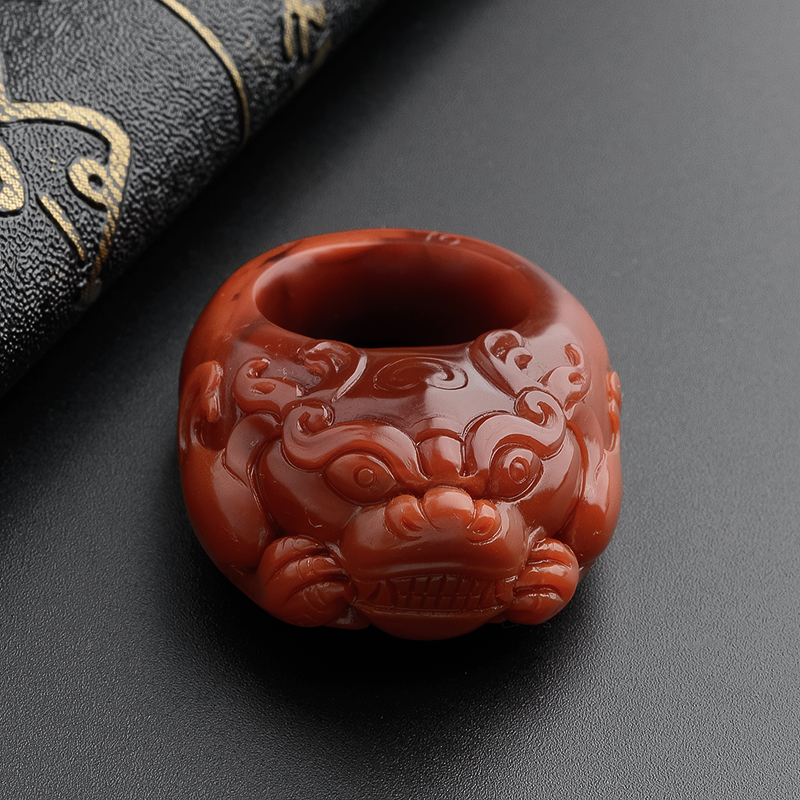 南红兽扳指-红掌柜珠宝