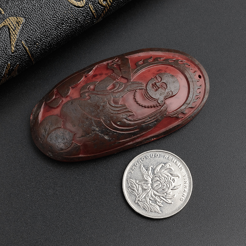 柿子红俏色玄藏吊坠-红掌柜珠宝