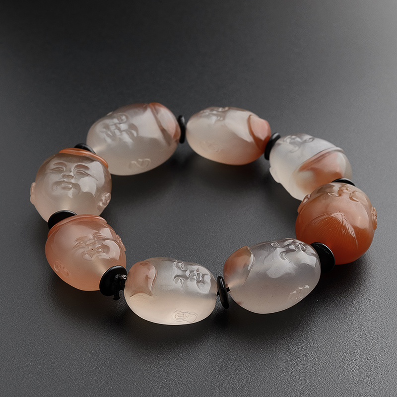 川料南红冰飘童子手串-红掌柜珠宝