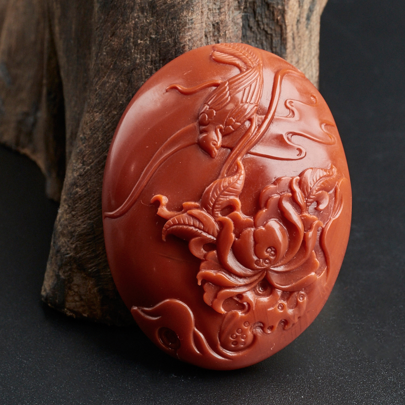 南红鸟语花香吊坠-红掌柜珠宝