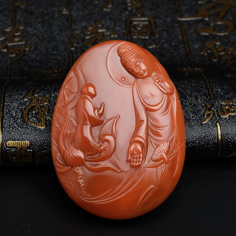 南红花开见佛吊坠-红掌柜珠宝