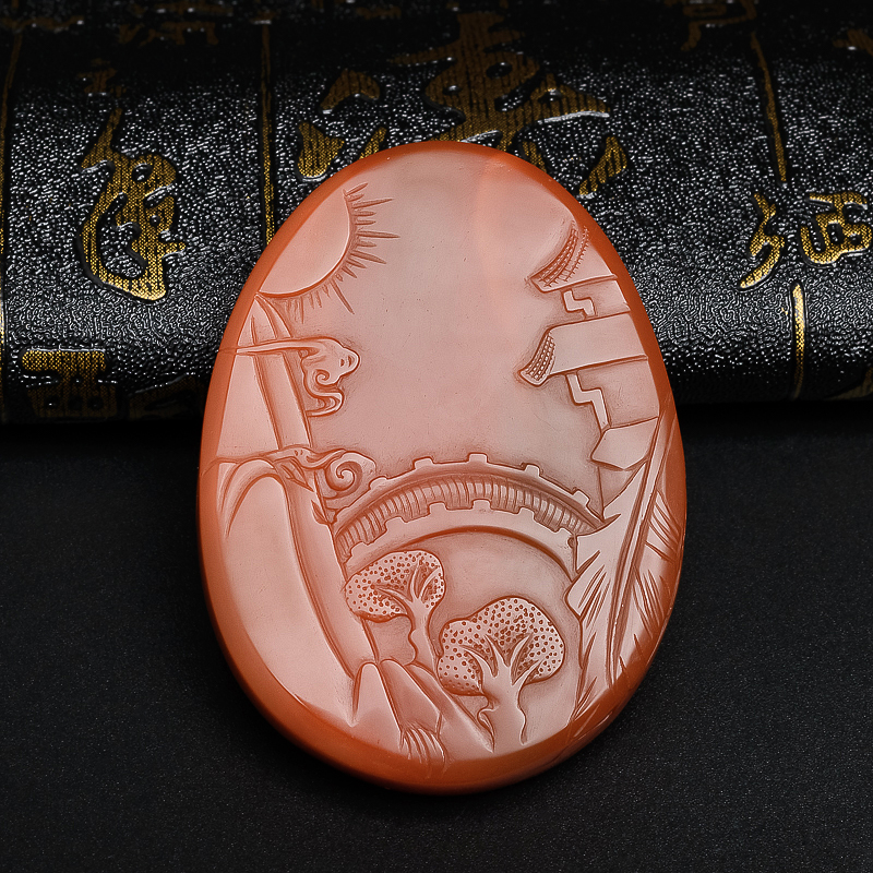 柿子红花开见佛吊坠-红掌柜珠宝