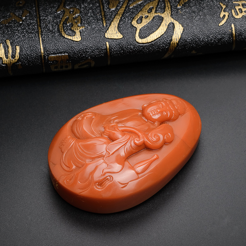 川料南红柿子红观音吊坠 - 红掌柜珠宝