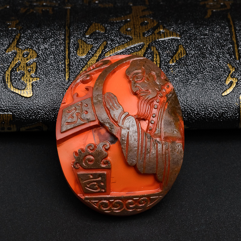 柿子红南红达摩吊坠-红掌柜珠宝