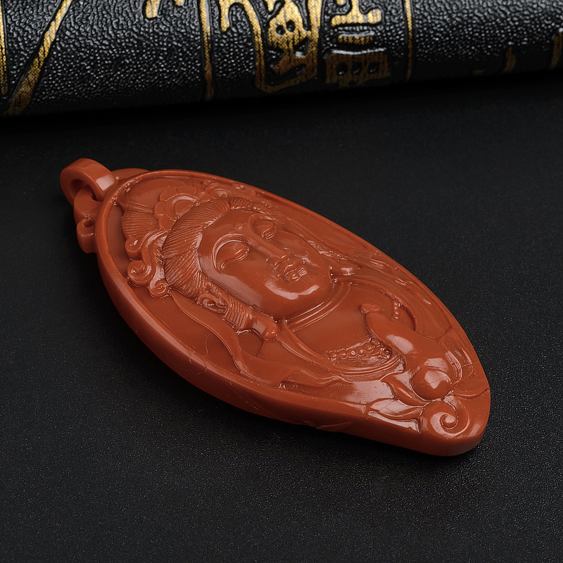 柿子红满肉南红观音吊坠-红掌柜