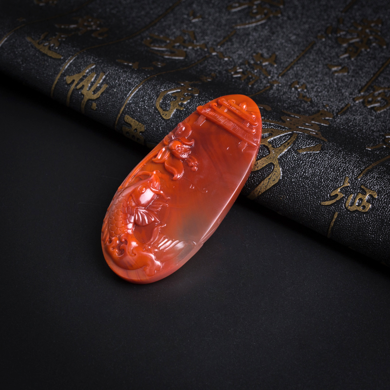 南红锦鲤吊坠-红掌柜