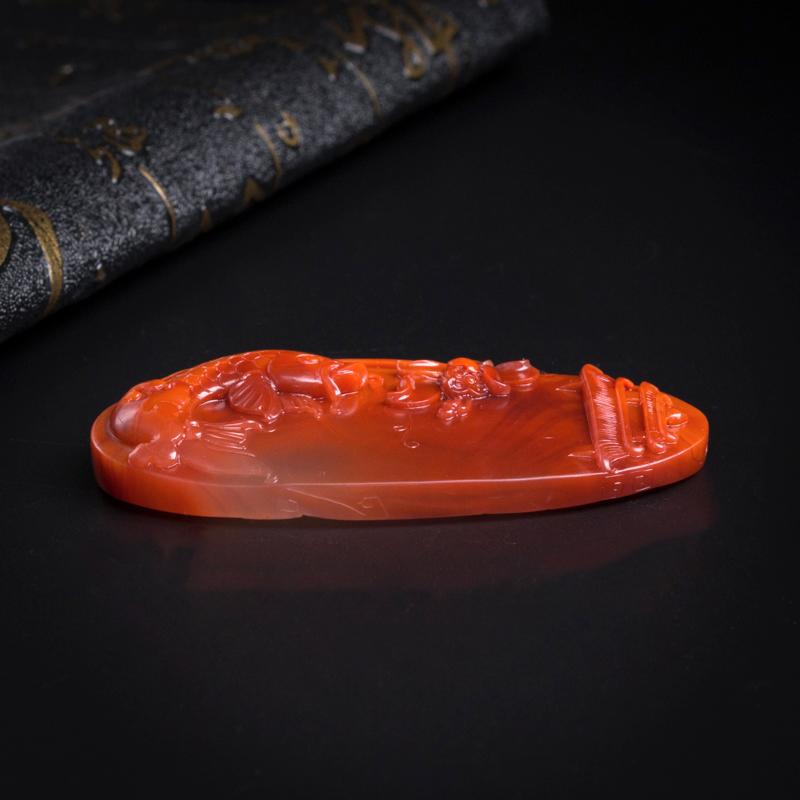 川料柿子红南红吊坠-红掌柜