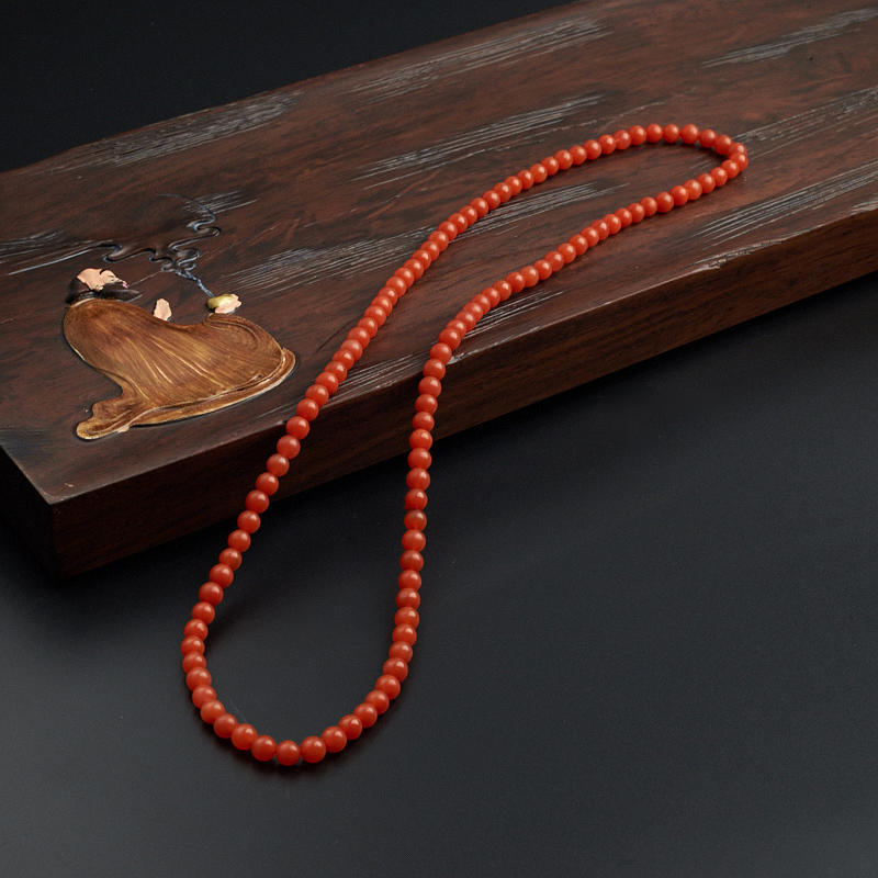 联合料柿子红南红三圈手串-红掌柜