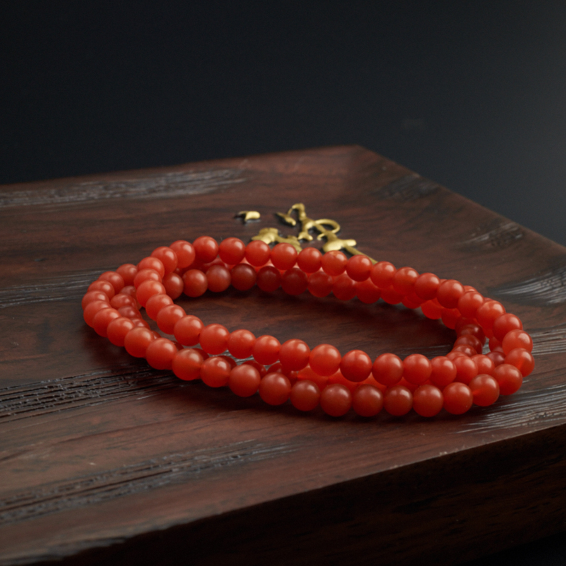 柿子红南红三圈手串-红掌柜