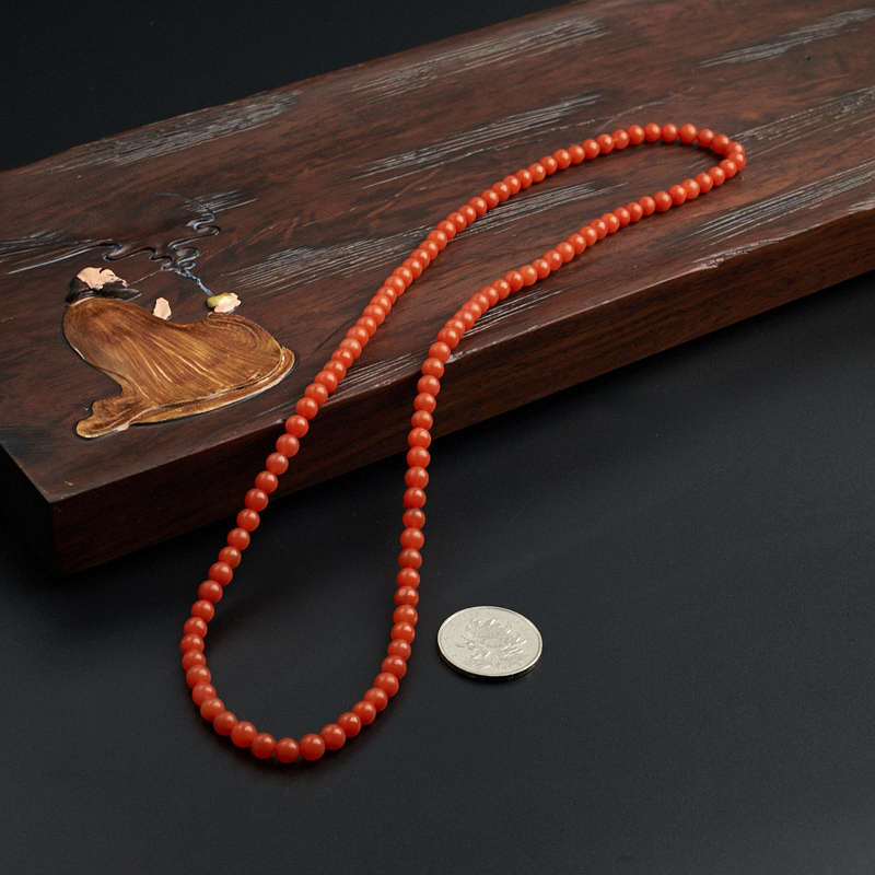川料柿子红南红三圈手串-红掌柜