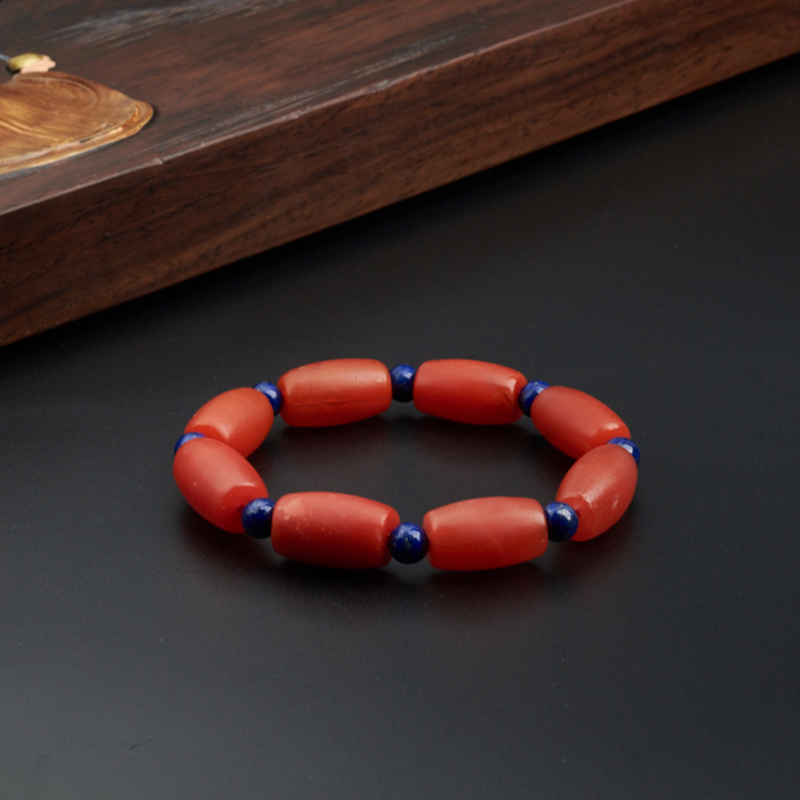 川料柿子红南红手链-红掌柜