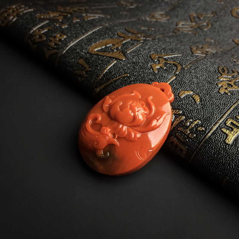 南红花开富贵吊坠-红掌柜