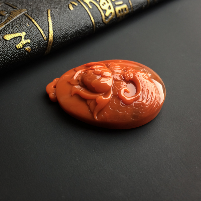 川料南红花开富贵吊坠-红掌柜