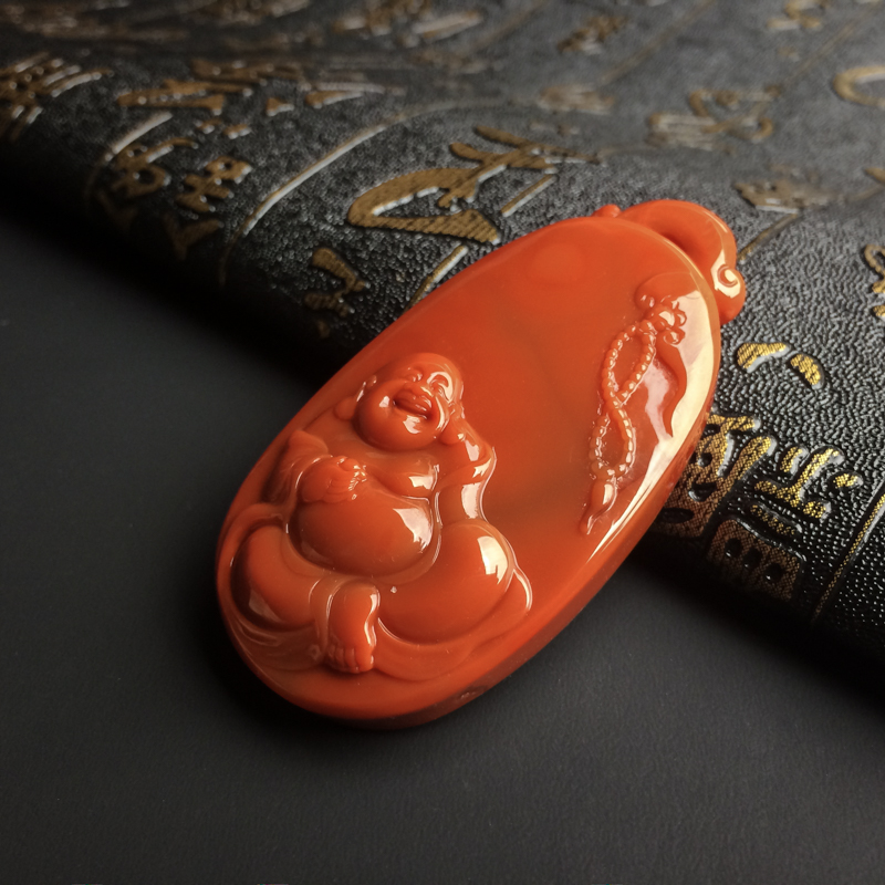 柿子红南红吊坠-红掌柜