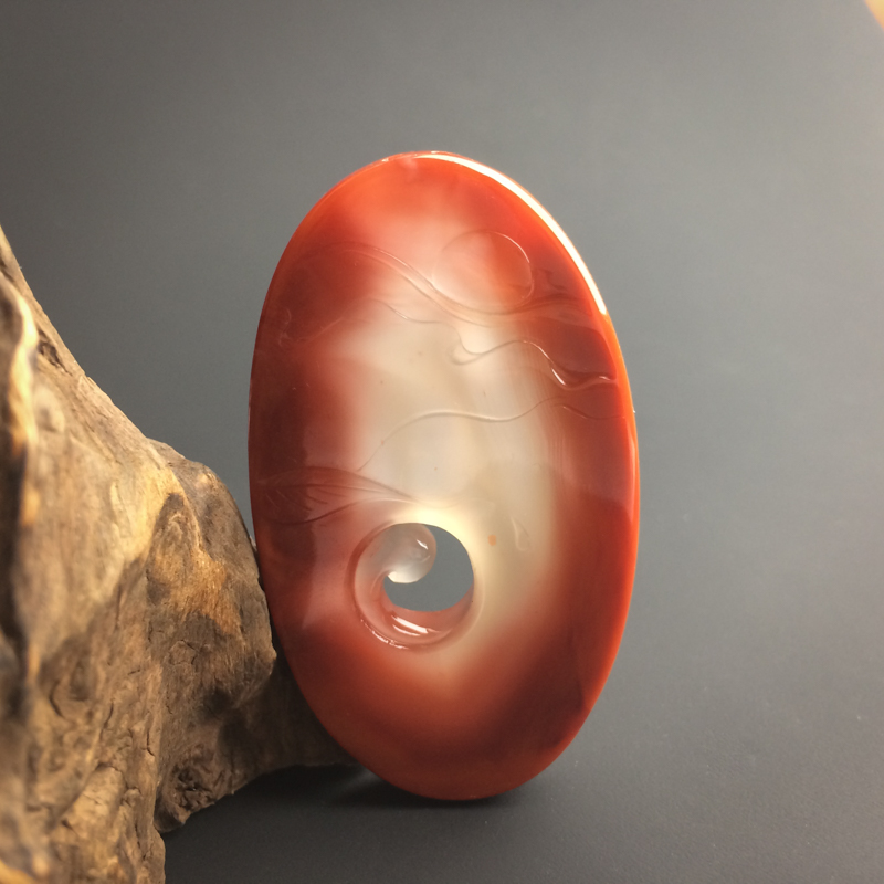 川料柿子红南红花开见佛吊坠-红掌柜