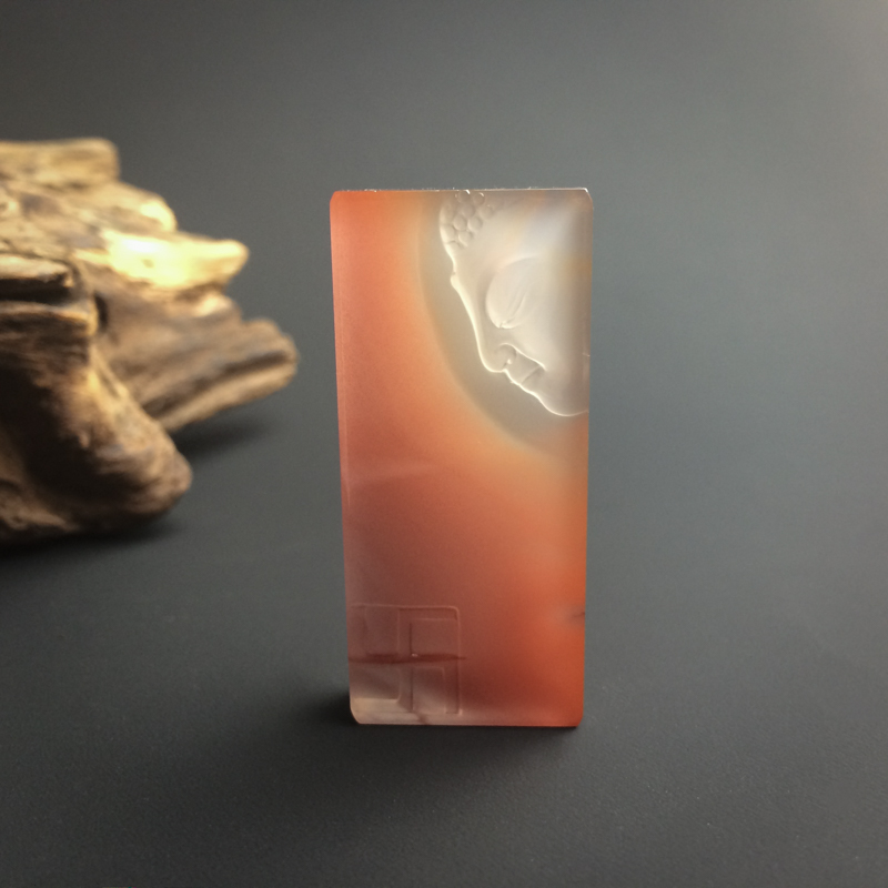 冰飘南红大日如来方牌-红掌柜