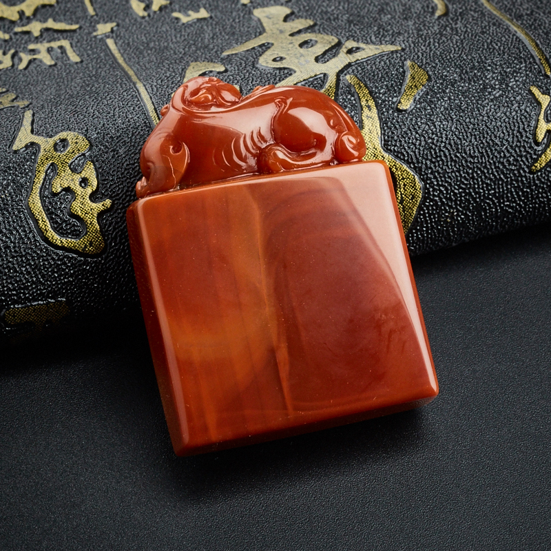 川料柿子红南红弥勒佛吊坠-红掌柜