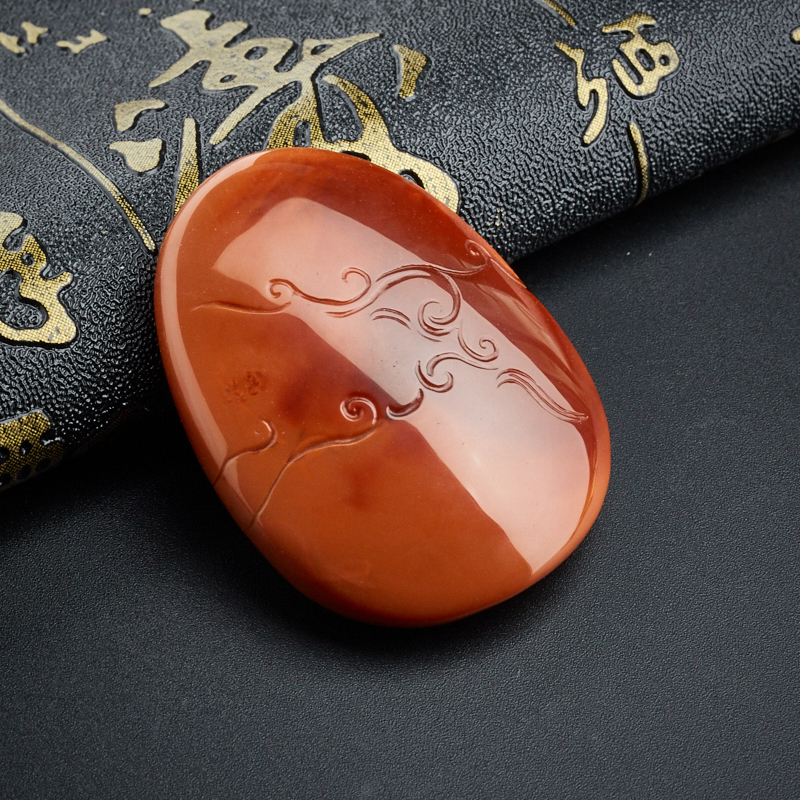 川料柿子红南红吊坠-红掌柜