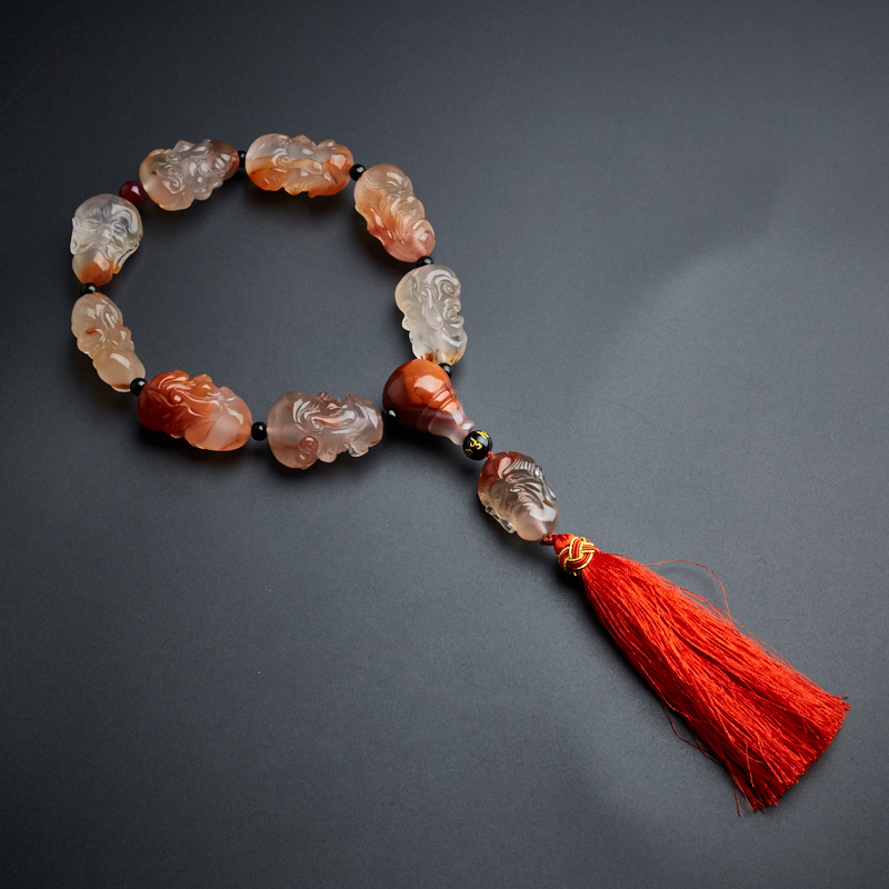 川料冰飘南红十八罗汉手串-红掌柜