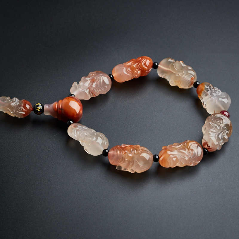 川料冰飘南红手串-红掌柜