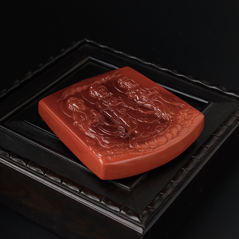 川料天然柿子红南红吊坠-红掌柜