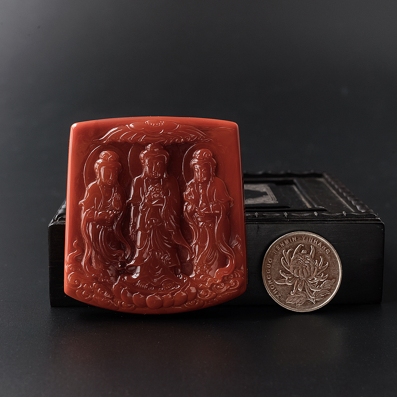 南红西方三圣吊坠-红掌柜