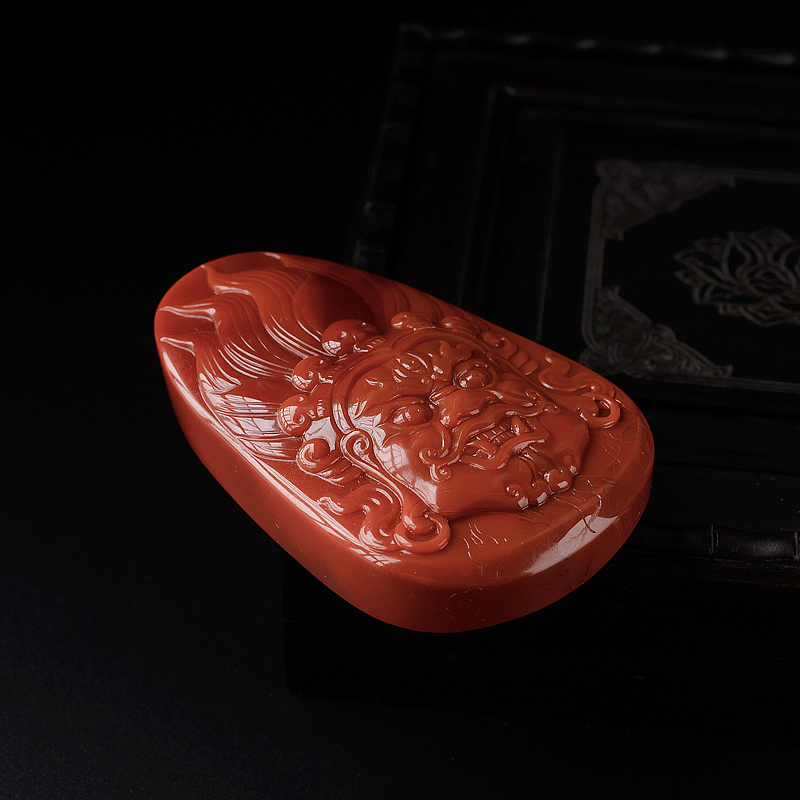 川料天然柿子红南红吊坠-红掌柜