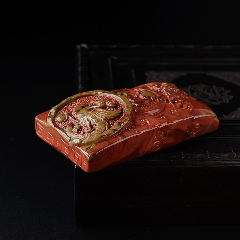 柿子红南红龙凤呈祥吊坠-红掌柜