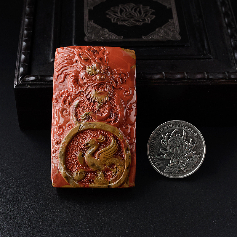 南红龙凤呈祥吊坠-红掌柜