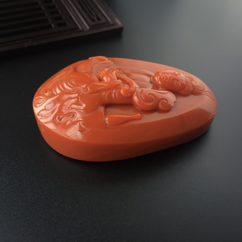 川料天然柿子红南红吊坠-红掌柜