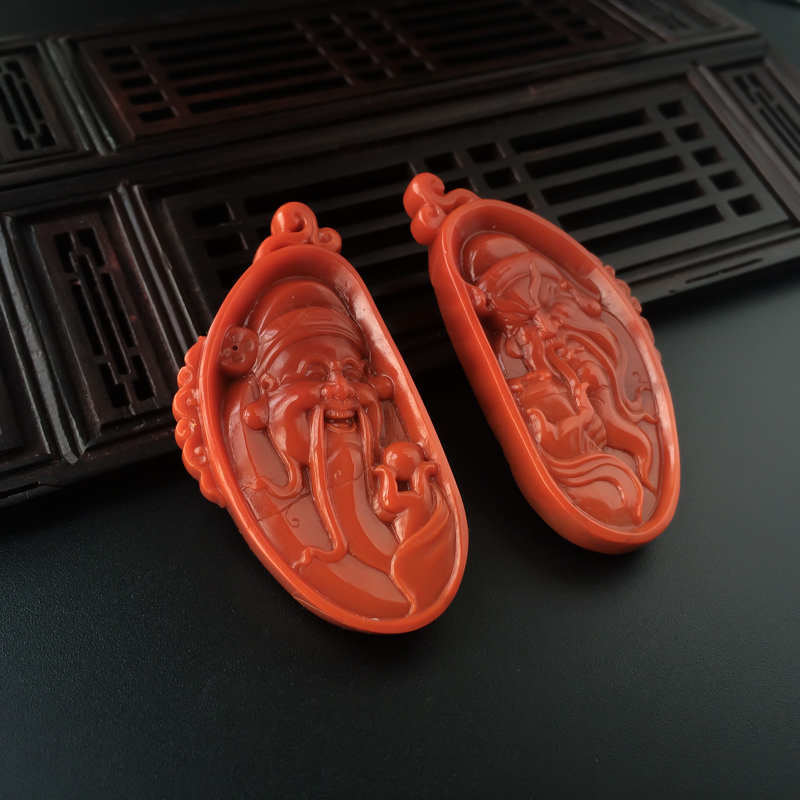 川料柿子红南红财神/关公对牌-红掌柜