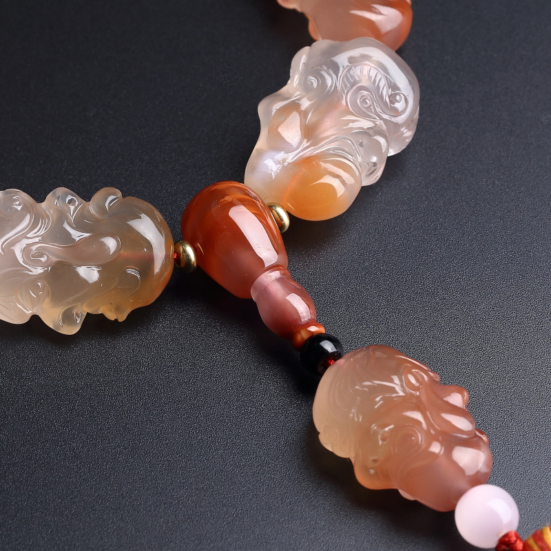 川料冰飘南红罗汉手串-红掌柜