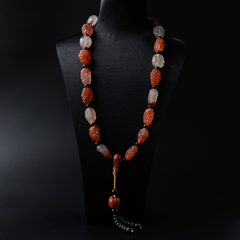 川料天然冰飘南红十八罗汉项链 - 红掌柜