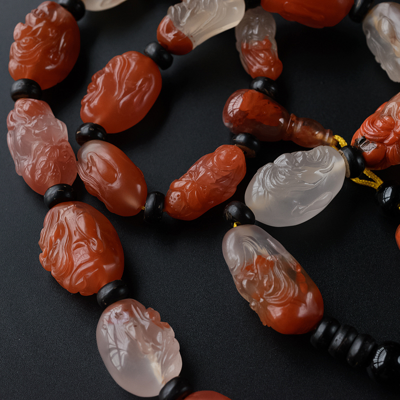 冰飘南红十八罗汉项链 - 红掌柜