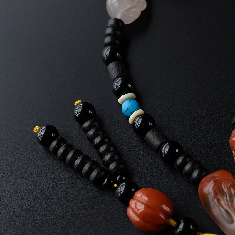 川料冰飘南红十八罗汉项链 - 红掌柜