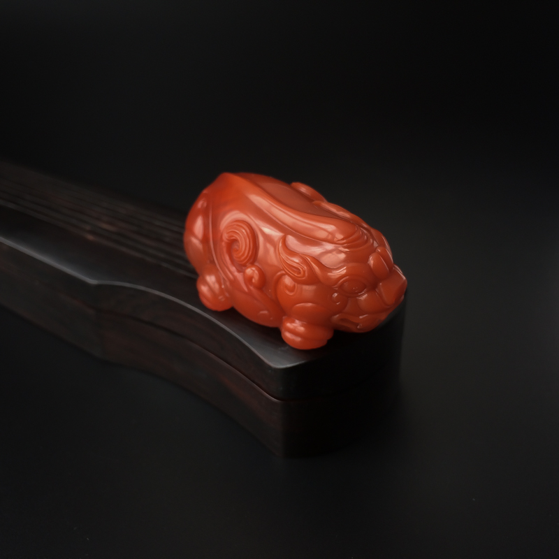 四川冻料柿子红南红貔貅吊坠-红掌柜