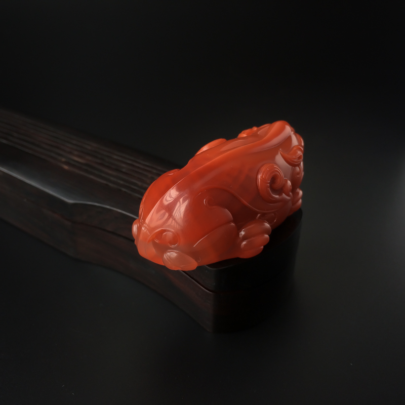 四川天然柿子红南红貔貅吊坠-红掌柜