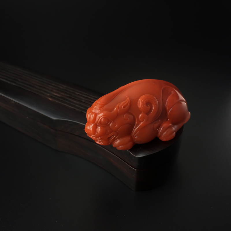 四川天然冻料南红貔貅吊坠-红掌柜