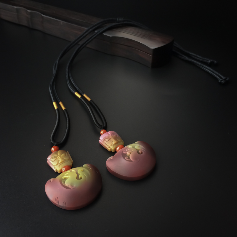 四川天然盐源玛瑙仿古吊坠-红掌柜