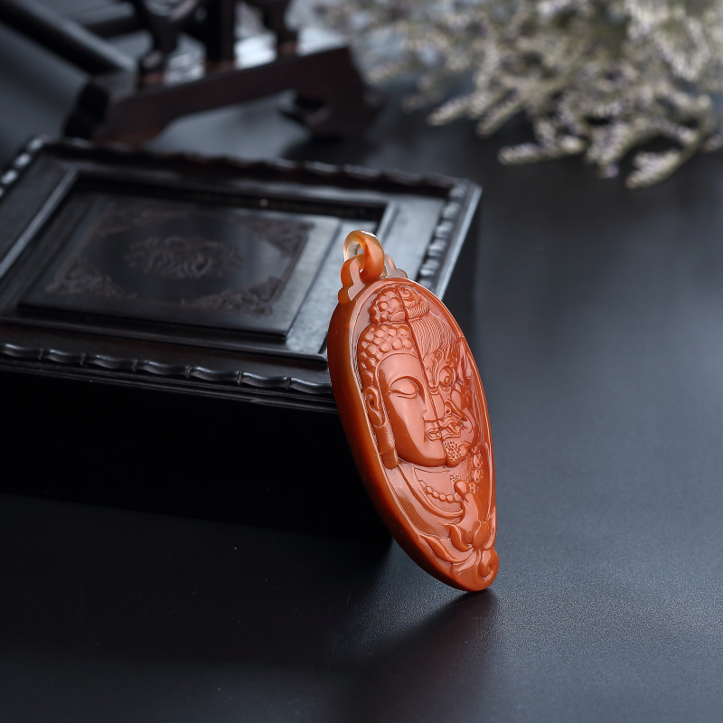 柿子红南红一念之间吊坠-红掌柜