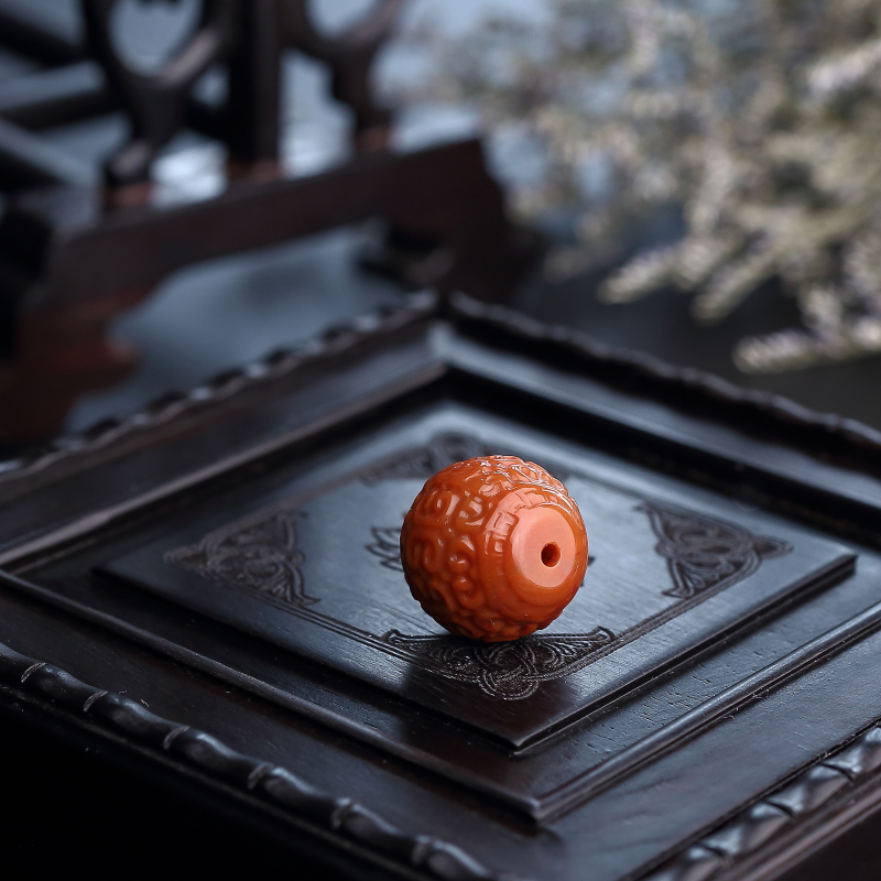 川料天然柿子红南红挂坠-红掌柜