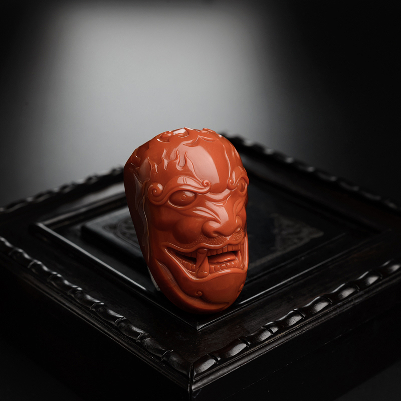 川料柿子红南红瑞兽吊坠-红掌柜