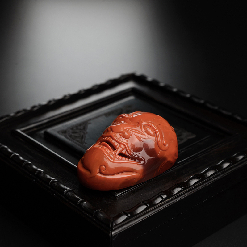 川料苏工柿子红南红吊坠-红掌柜