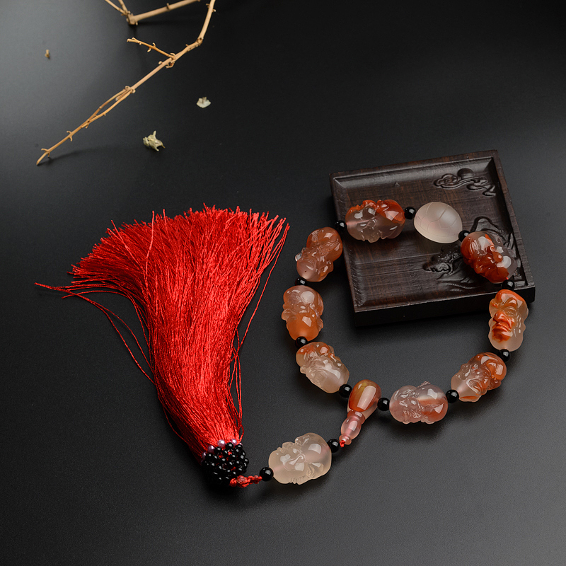 南红十八罗汉手把件-红掌柜