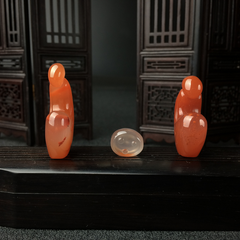 川料天然南红悟道摆件-红掌柜